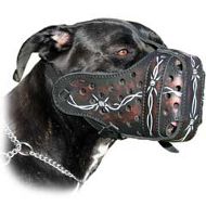 Barblock Hand-painted Dog Muzzle-Padded Handmade Leather Muzzle for Cane Corso Barblock Hand-painted Dog Muzzle-Padded Handmade Leather Muzzle for Cane Corso