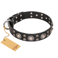 'Vintage Necklace' FDT Artisan Decorated Black Leather Cane Corso Dog Collar - 1 1/2 inch (40mm) wide 'Vintage Necklace' FDT Artisan Decorated Black Leather Cane Corso Dog Collar - 1 1/2 inch (40mm) wide