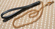 Exclusive brass plated chain dog lead with leather handle