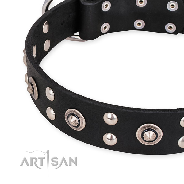 Full grain genuine leather collar with reliable hardware for your lovely dog