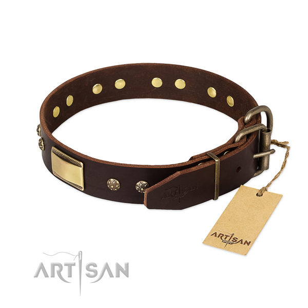 Stunning full grain natural leather collar for your canine