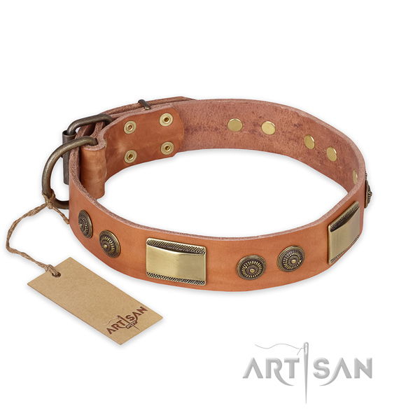 Top quality full grain leather dog collar for fancy walking