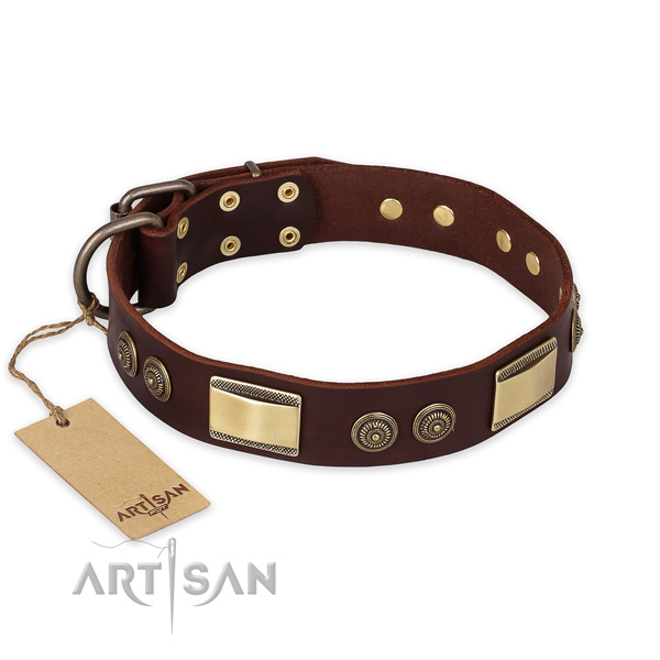 Exquisite full grain genuine leather dog collar for daily use
