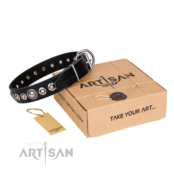 Top quality full grain leather dog collar