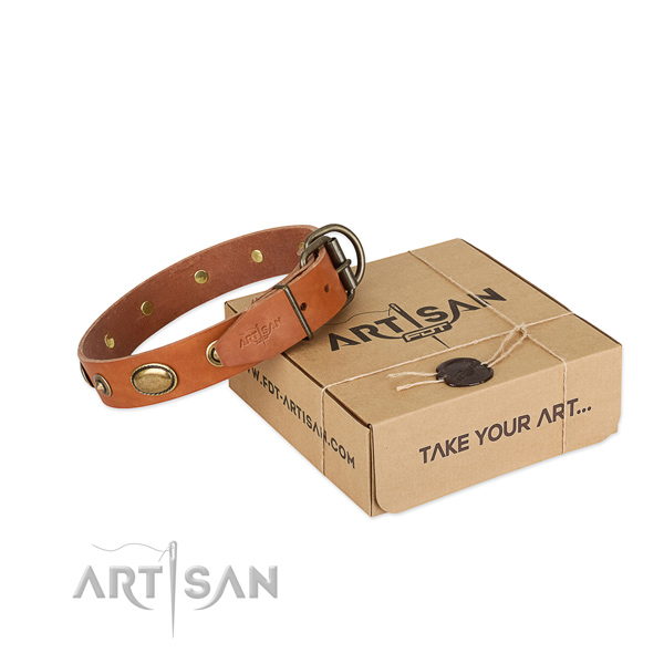 Corrosion resistant fittings on full grain leather dog collar for your four-legged friend