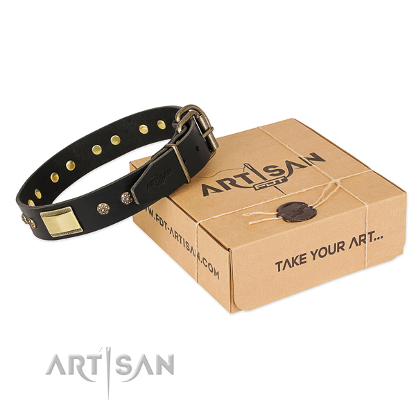 Fashionable natural leather collar for your impressive dog