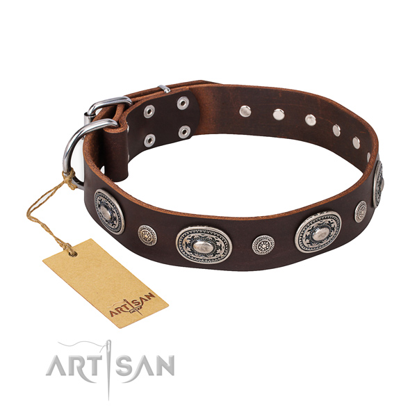 Quality full grain leather collar handmade for your dog