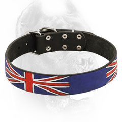 Leather Cane Corso Collar with UK Flag Painting