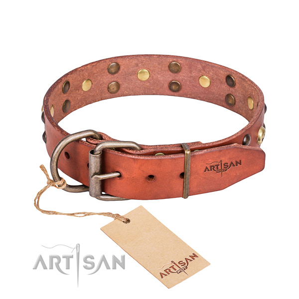 Leather dog collar with smoothed edges for pleasant everyday appliance