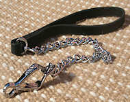 Best Chain dog leash with leather handle - slip lead