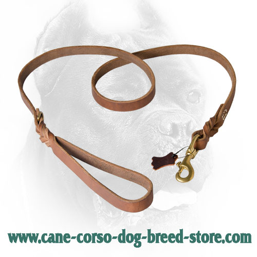 Leather Cane Corso Leash with Strong Snap Hook