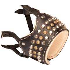 Well-fitting handmade leather dog muzzle