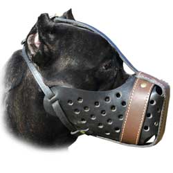 Well-ventilated leather dog muzzle