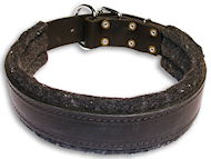 Leather dog collar padded with thick felt - best dog collar