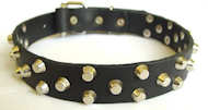 Small pyramids 3 rows leather dog collar - c37