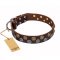 'Strong Shields' Wide FDT Artisan Leather Cane Corso Collar with Extraordinary Circles