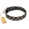 "Romantic Breeze" FDT Artisan Black Leather Cane Corso Collar with Elegant Circles