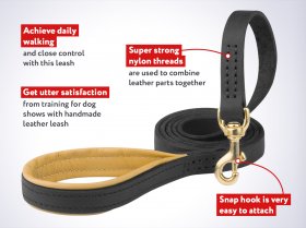 Handmade Strong Dog Leash with Padded Handle for Cane Corso