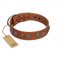 "Luxurious Life" Premium Quality FDT Artisan Tan Leather Cane Corso Collar with Round Adornments
