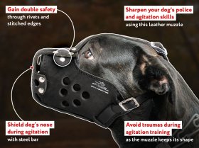 Military Design Leather Cane Corso Muzzle - Pro Training and Walking
