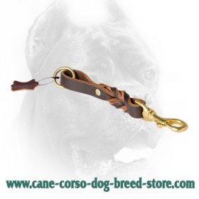 8 Inch Short Pull Tab Leather Cane Corso Leash