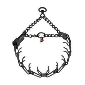 ULTRA-PLUS Black Stainless Steel Prong Collar with Center-Plate, Assembly Chain and ClicLock (2.25 mm x 16 inches) Herm Sprenger