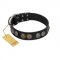 "Mister Exclusive" Designer FDT Artisan Black Leather Cane Corso Collar with Medallions