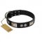 "Grand Wear" FDT Artisan Black Leather Cane Corso Collar with Shining Plates and Spiked Studs