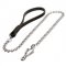 Quality dog leash with leather handle and Herm Sprenger chain and snap hook