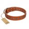 "Star Trek" FDT Artisan Tan Leather Cane Corso Collar Decorated with Stars