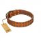 "Terra-cotta" FDT Artisan Tan Leather Cane Corso Collar with Two Rows of Studs
