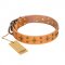 'Top-Flight' FDT Artisan Adorned Tan Leather Cane Corso Collar