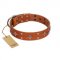 "Tawny Beauty" FDT Artisan Tan Leather Cane Corso Collar Adorned with Stars and Tiny Squares