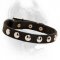 Delicate Leather Dog Collar with Half Ball Nickel-Plated Studs