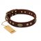 "Old-fashioned Glamor" FDT Artisan Brown Leather Cane Corso Collar with Old Bronze Look Plates and Circles