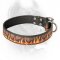 Branded Leather Dog Collar Painted In Fiery Flames for Great Corsos