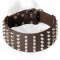 3 Inch Wide Studded Leather Cane Corso Collar