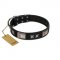 "Pitch Dark" FDT Artisan Black Leather Cane Corso Collar with Stars and Plates