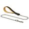 Cane Corso quality dog leash with leather handle and Herm Sprenger chain and snap hook