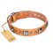 "Glamour Finery" FDT Artisan Female Cane Corso collar of natural leather with stylish old-looking circles