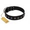 "Immense Power" Handcrafted FDT Artisan Black Leather Cane Corso Collar with Small Dotted Pyramids
