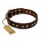 "Fashion Studs" FDT Artisan Decorated Leather Cane Corso Collar with Old Bronze-Plated Steel Hardware