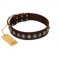 "Gothic Style" FDT Artisan Fancy Brown Leather Cane Corso Collar with Silver-Like Decorations