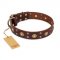 "Caprice of Fashion" FDT Artisan Brown Leather Cane Corso Collar with Round Decorations