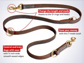 Convertible Leather Dog Leash Multi Functional