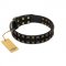 "Refined Pattern" FDT Artisan Black Leather Cane Corso Collar with Two Rows of Stunning Decorations