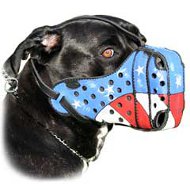 Patriotic Leather Cane Corso Muzzle with American Flag Painting