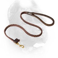 Braided Leather Cane Corso Leash with Comfy Handle