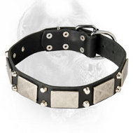VIntage Collar for Dress Conscious Cane Corsos - Pyramids & Plates Studded Leather Collar