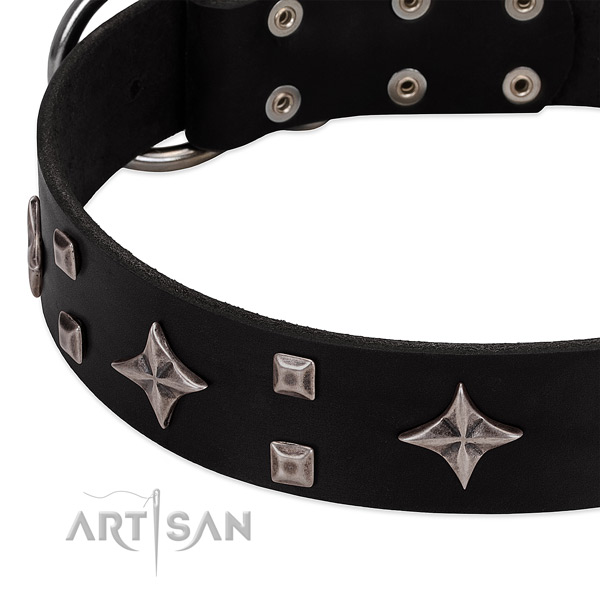 Stylish design genuine leather dog collar for stylish walking